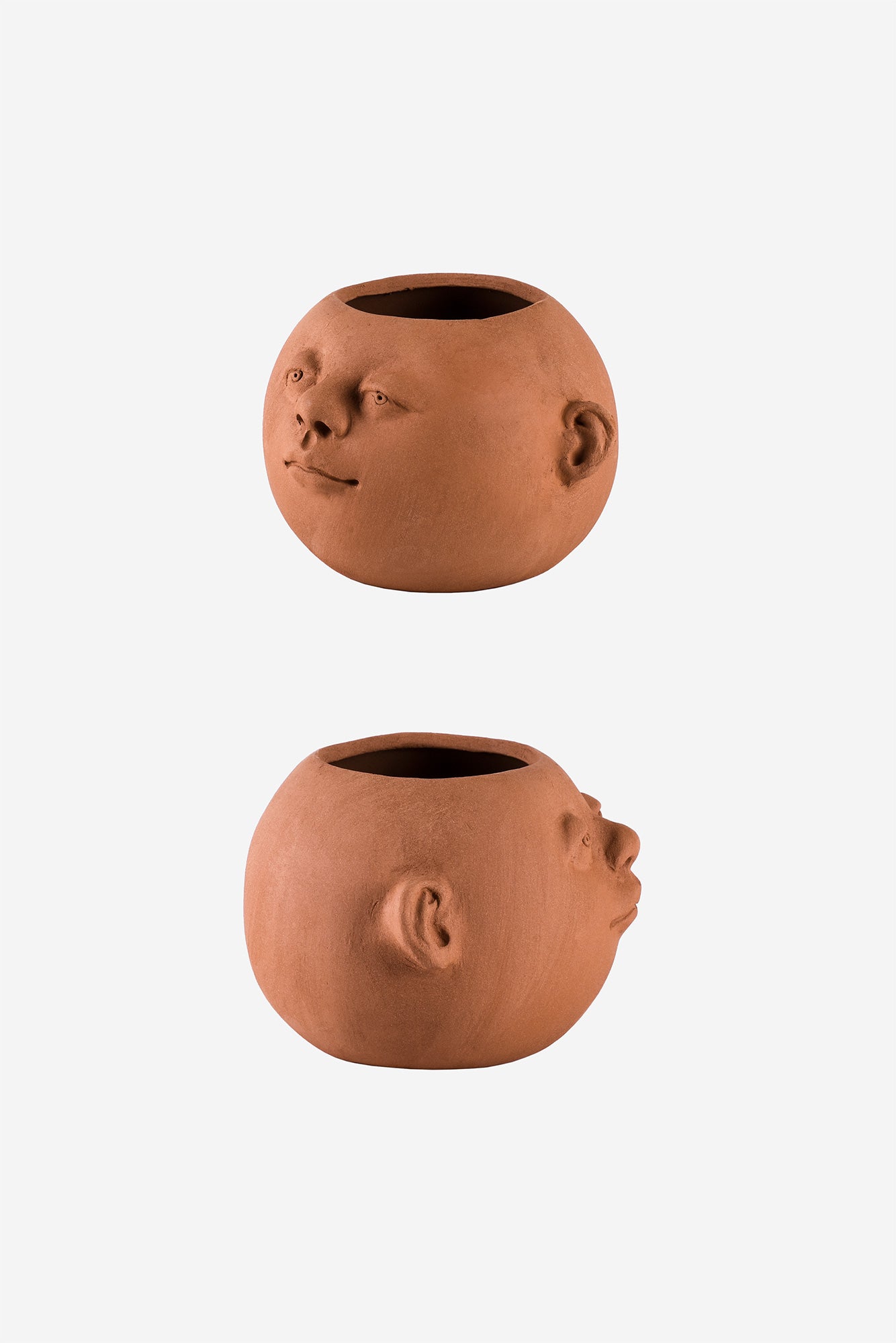Head Planter Pottery Gordita Roja Details